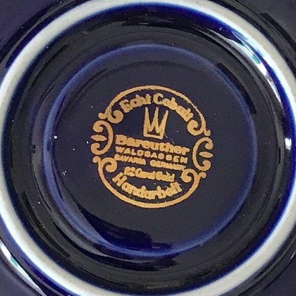 Bareuther Waldsassen Echt Cobalt Handarbeit Rose Demitasse Cup & Saucer Set 24kt - Picture 14 of 16